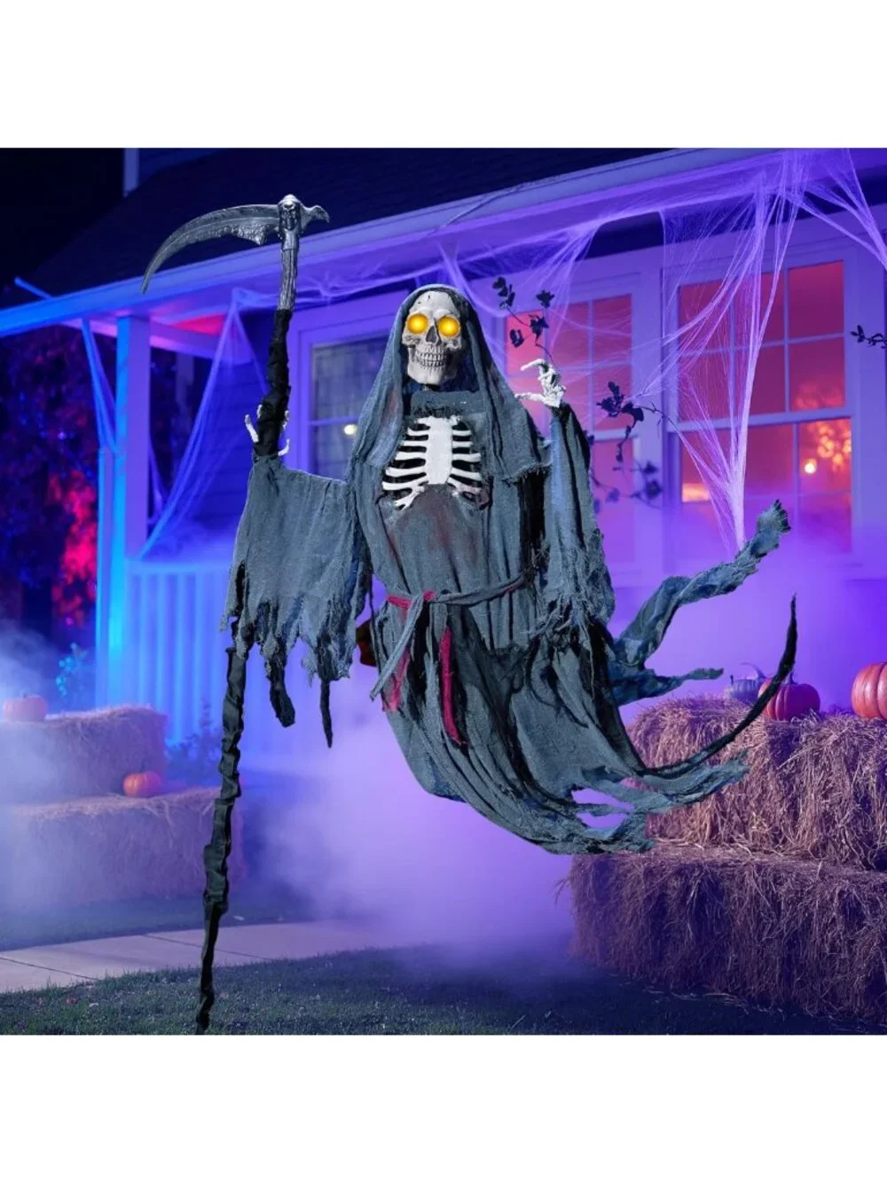 6 Ft Animated Flying Grim Reaper Halloween Decor with Sickle & Spooky Sounds